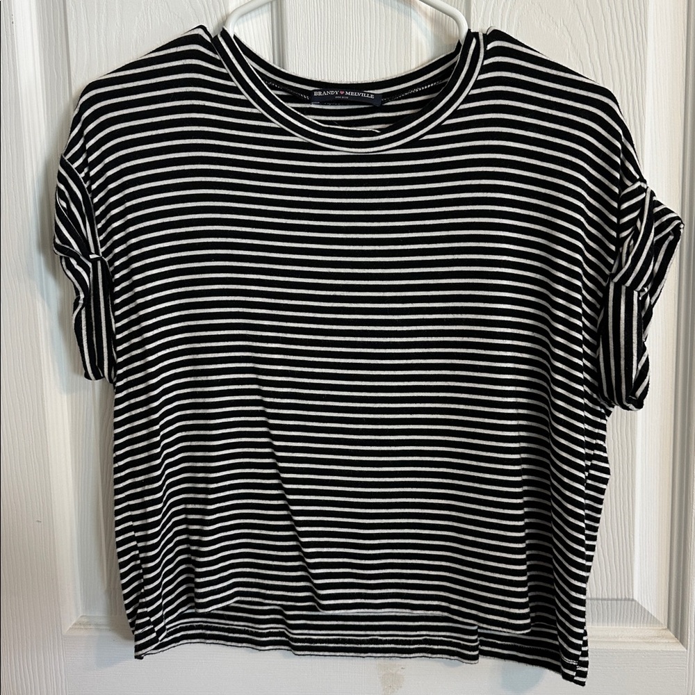 Brandy Melville Black and White Striped shirt